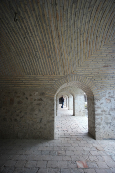 Walking in the caravanserai of Sheki. A caravanserai was a roadside inn where travelers could rest and recover from the day's journey #Azerbaijan