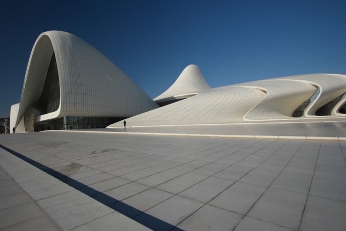 The impressive Heydar Aliyev Center is a cultural centre in Baku. It's designed by Zaha Hadid. The center is named after Heydar Aliyev, the leader of Soviet-era Azerbaijan from 1969 to 1982, and president of Azerbaijan from October 1993 to October 2003 #Azerbaijan