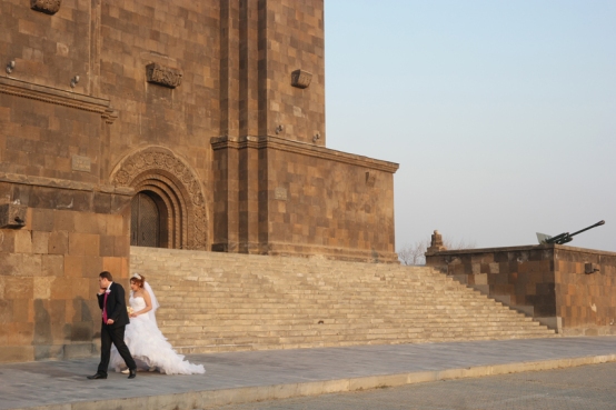 Wedding shoot at the foot of the Mother of Armenia statue #Armenia